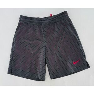 Nike Dri-FIT Kids Gray Mesh Athletic Shorts Hot Pink Logo Size M‎